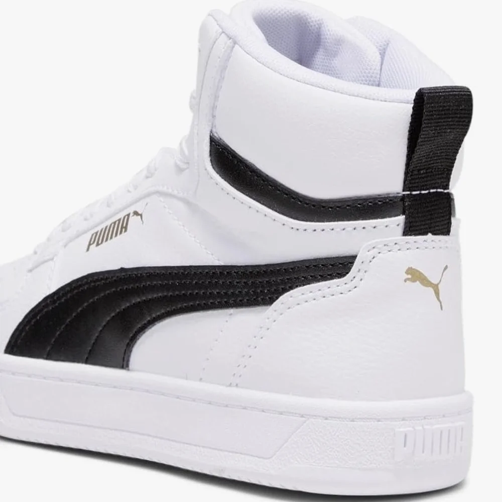 Size 7 Puma Caven 2.0 Mid Jr White/black-gold New With Original Box